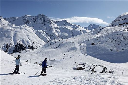 滑雪,区域,希尔弗莱塔,山脉,山谷,提洛尔,奥地利,欧洲