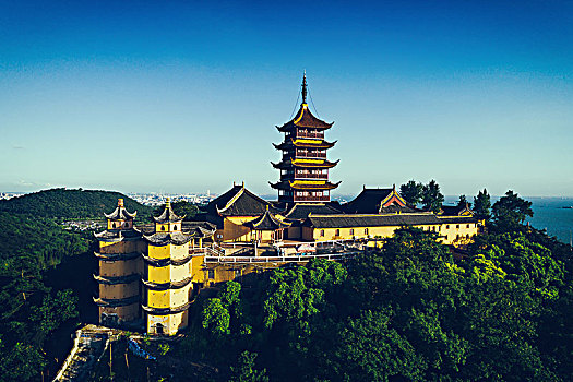 庙宇,坐,山,远眺,南京,中国