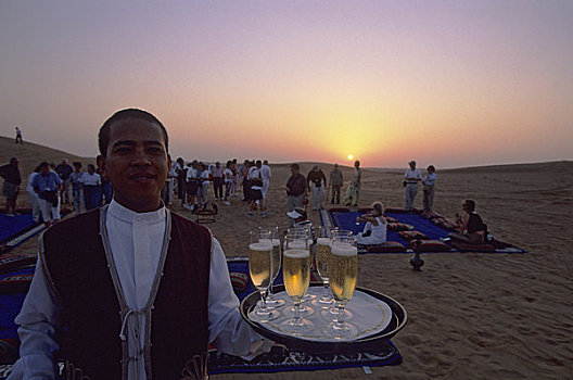 阿联酋,迪拜,沙漠,游客,香槟