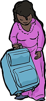 女人,手提箱