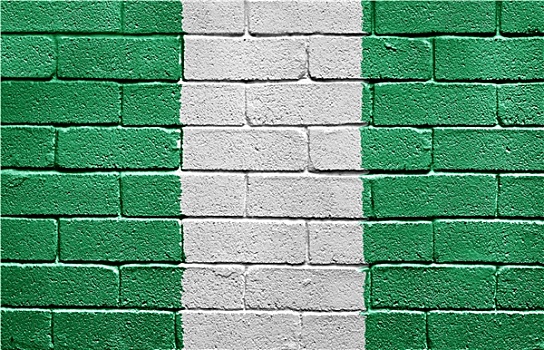 旗帜,尼日利亚,砖墙