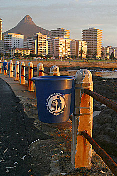垃圾箱,程序,岬角,健身,海上,海滨地区,开普敦,南非,七月,2004年