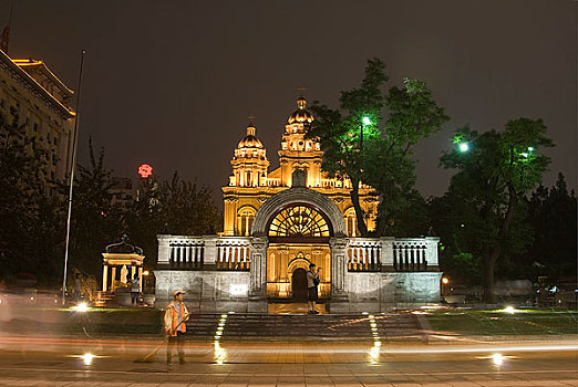 北京王府井教堂夜景