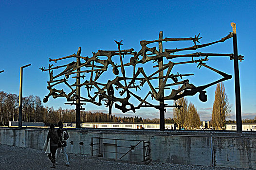 国际,纪念,雕塑,集中营,地面,巴伐利亚,德国,欧洲