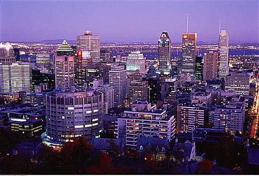 城市,皇室山,黄昏,蒙特利尔,魁北克,加拿大