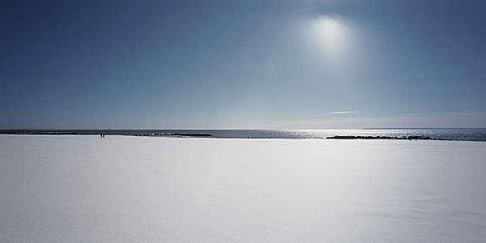 积雪,海滩,康尼岛,纽约,美国