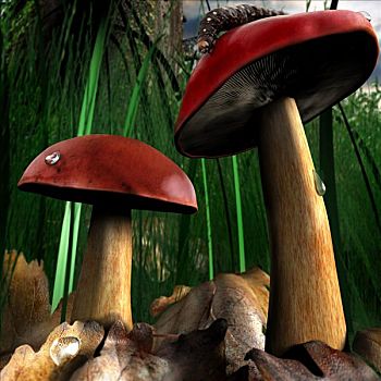 蘑菇,树林,艺术,电脑插画