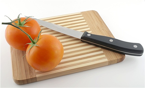 厨刀,红色,西红柿,准备,切菜板