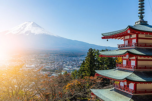 山,富士山,塔