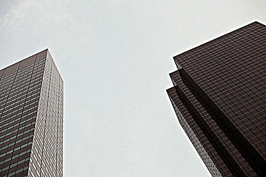 两个,摩天大楼,天空,仰视,纽约,美国