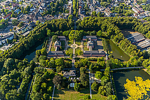 城堡,护城河,复杂,公园,下莱茵,北莱茵威斯特伐利亚,德国,欧洲