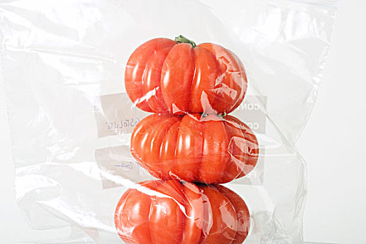 纯种西红柿,一堆,塑料袋,特写