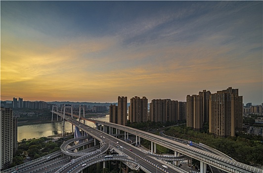 重庆城市日出日落夜景摄影图