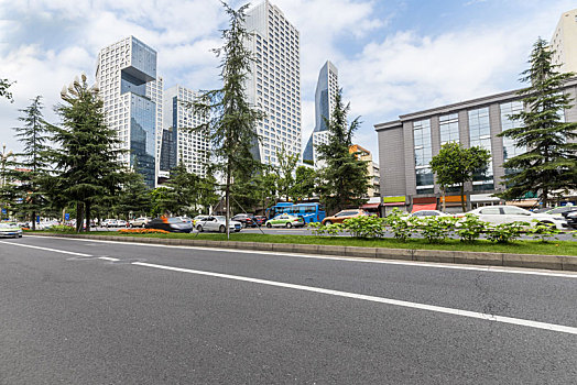 城市公路,现代建筑,汽车广告背景