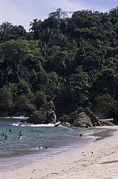 哥斯达黎加,曼纽尔安东尼奥国家公园,海滩,游客,浴