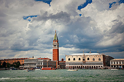 水岸,风景,钟楼,古建筑,圣马可广场,威尼斯,意大利