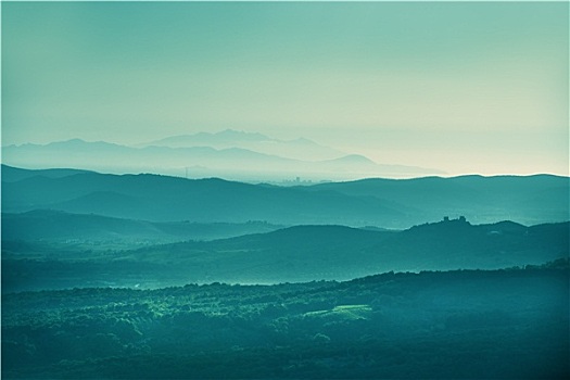 日落,风景,托斯卡纳