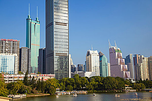 摩天大楼,挨着,公园,深圳,广东,中国