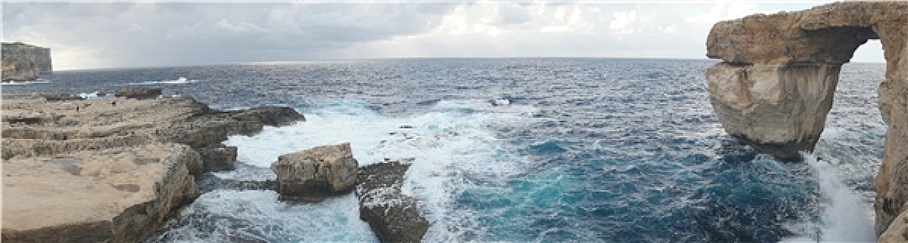 蔚蓝,窗户,著名,石头,拱形,戈佐,岛屿,马耳他