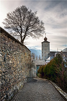 城堡,防卫,墙壁,瑞士