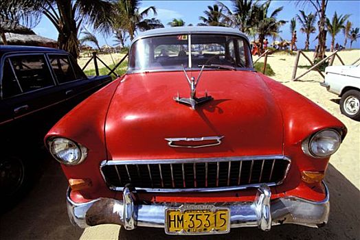 古巴,哈瓦那,老,美洲,汽车,干盐湖,海滩
