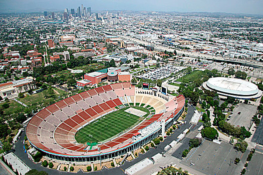 竞技场,大学,公园,附近,洛杉矶,天际线,背景
