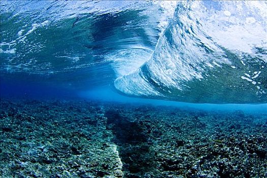 密克罗尼西亚,水下视角,波浪
