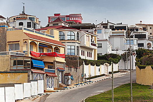街道,风景,传统,彩色,房子,丹吉尔,摩洛哥
