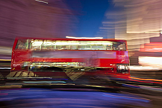 模糊,红色公交车,伦敦,英格兰,英国,欧洲
