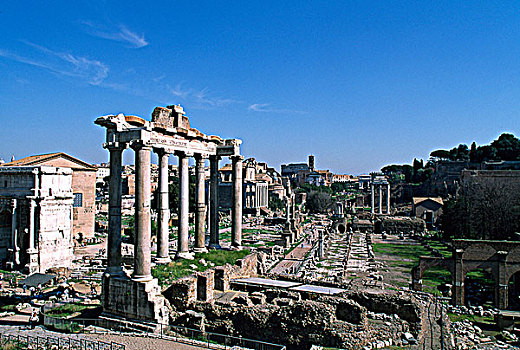 意大利,罗马,古罗马广场,俯拍,古遗址