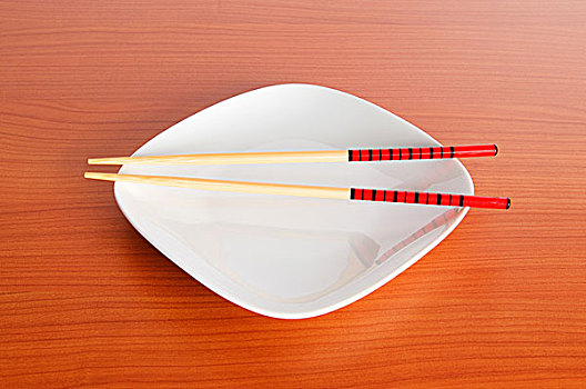 盘子,筷子,木桌子
