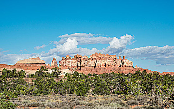 顶峰,岩石构造,针,地区,峡谷地国家公园,犹他,美国,北美