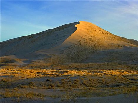 沙丘,上升,脚,上方,荒芜,地面,莫哈韦沙漠,国家,保存,加利福尼亚