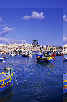 马耳他,渔村,马尔萨什洛克,港口,彩色,渔船