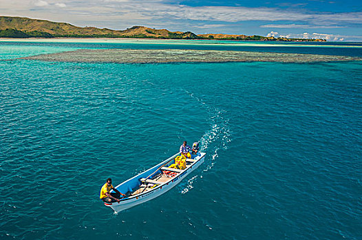 小,船,蓝色泻湖,斐济,南太平洋
