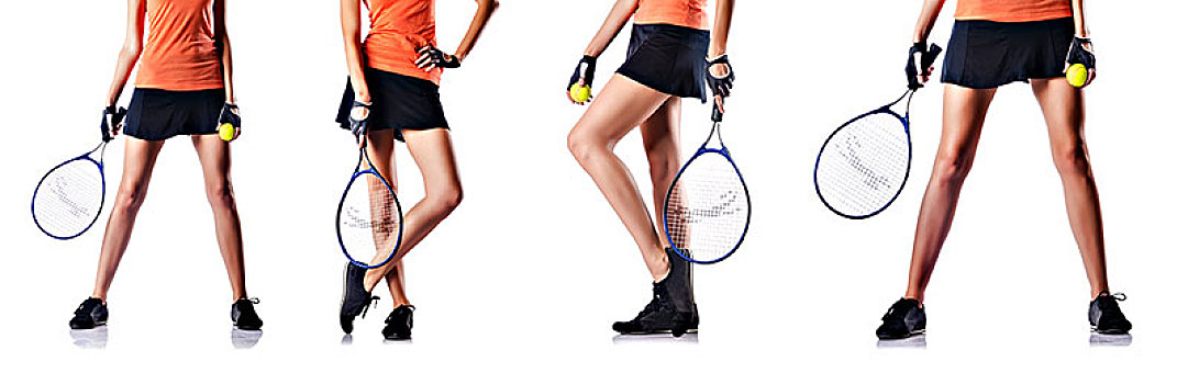 美女,玩,网球,隔绝,白色背景