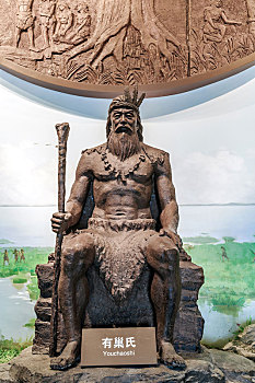 人文始祖有巢氏塑像,中国安徽省合肥市安徽名人馆雕塑