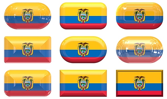 玻璃,扣,旗帜,厄瓜多尔
