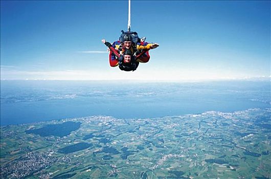 高空跳伞,飞行,地平线,乘客,跳伞,跳跃,落下,下落,极限运动