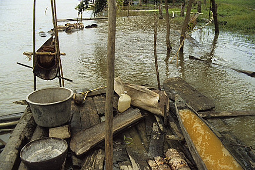 巴布亚新几内亚,河,靠近,小,乡村,处理