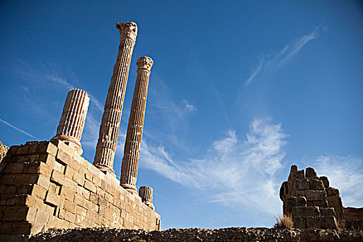 两个,圆柱,首都,提姆加德,靠近,阿尔及利亚