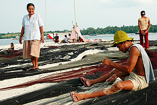 渔民,渔网,岛屿,宿务,菲律宾,八月,2006年