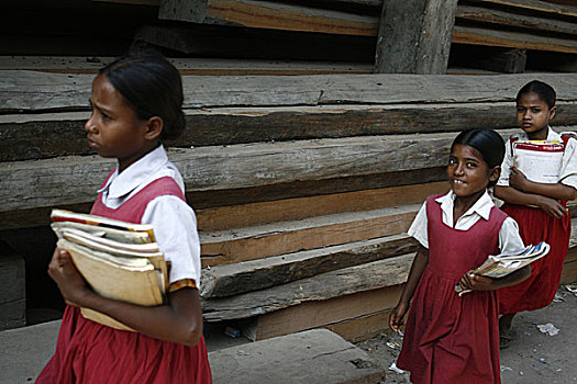 孟加拉,乡村,孩子,上学,2007年