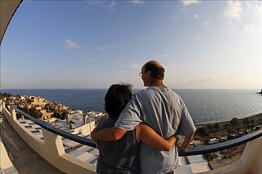 伴侣,露台,公寓,大,蓝色,南方,克里特岛,希腊