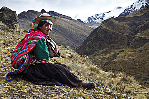 玻利维亚,山脉,女人,传统服装