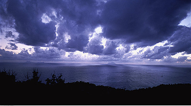 乌云,天空,上方,水,法国,西印度群岛