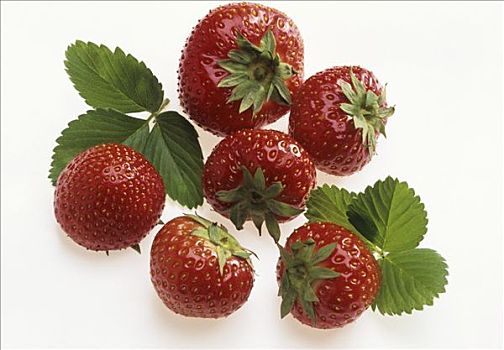 几个,草莓,白色背景