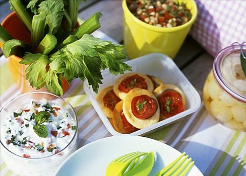 西红柿,沙拉,野餐