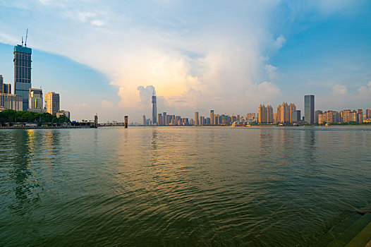 武汉,夏日,城市天际线,傍晚,日落,风光