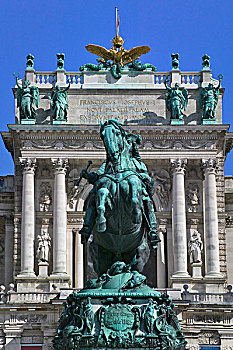 雕塑,户外,霍夫堡,复杂,皇宫,王子,尤金,皱叶甘兰,两脚分开,马,维也纳,奥地利